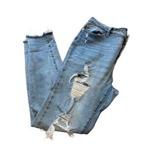 Judy Blue Distressed Skinny Jeans Womens Size 13 31 Inseam Light Wash Frayed Hem